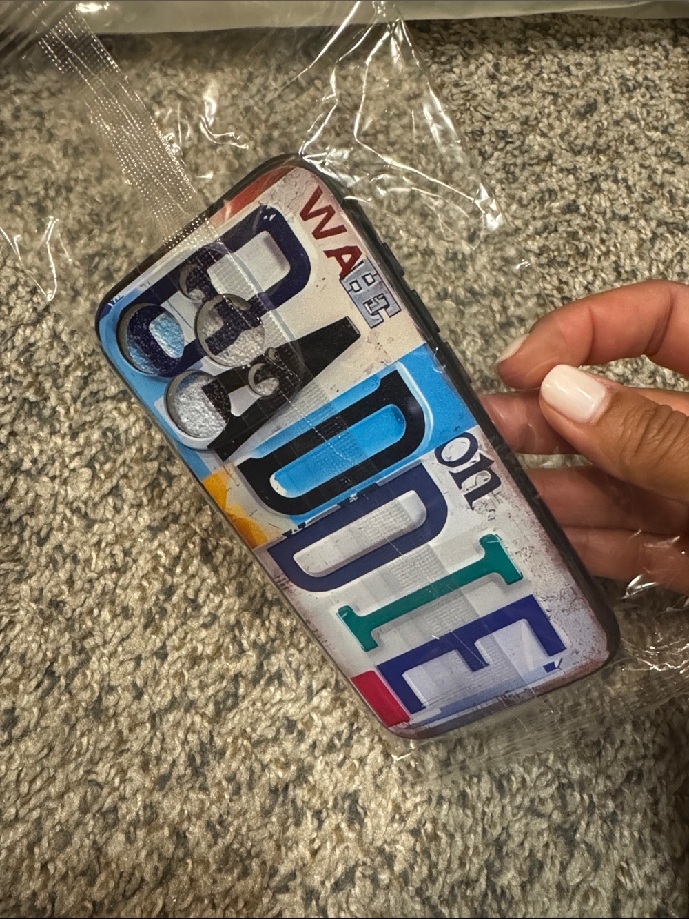 Phone Case with Colorful License Plate Design - Multicolor